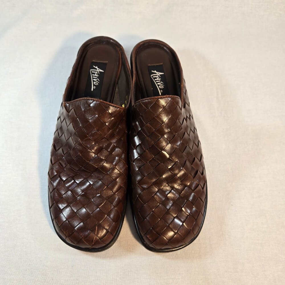 ARTIVIA LITES CRYSTAL Y2K Fairy Grunge Goth Brown Leather Heel Clog Mule Size 9M - Picture 3 of 16